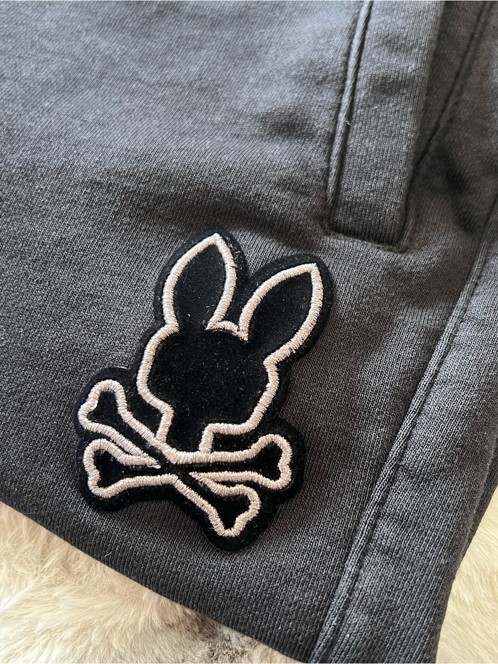 Psycho Bunny Gray & Black Kids Sweatpants with Bunny Patch